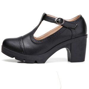 Women's Classic Mary Janes T-Strap Mid-Heel Round Toe Oxfords Shoes Size 8 1/2.